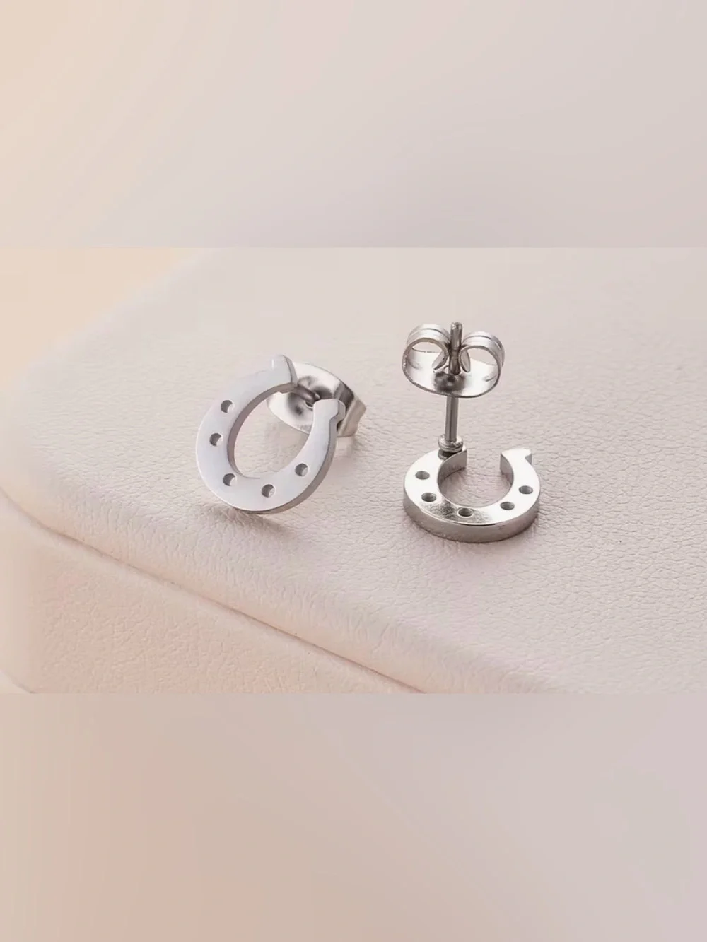 Horseshoe Stud Earrings - Gold, Silver, Black - New